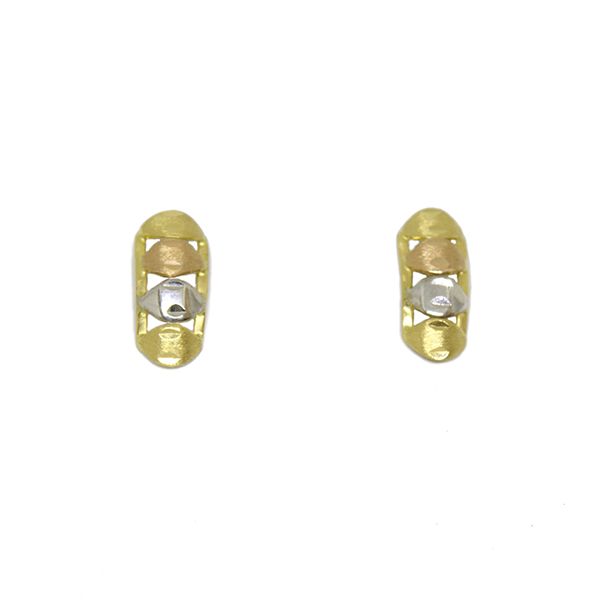 Brinco Gomos Tricolor em Ouro 18 Kilates � 25244